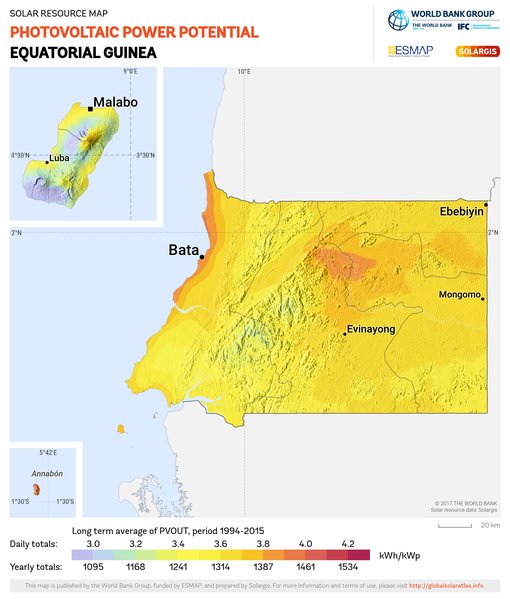 Photovoltaic Electricity Potential, Equatorial Guinea